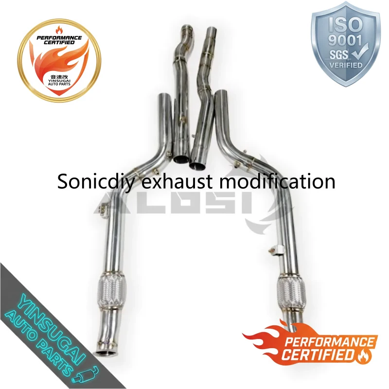 Equal Length Stainless Steel Downpipe Exhaust for Mercedes Benz C43 GLC43 AMG X253 M276 3.0T 2020-2023 SS304 Mid Pipe Header