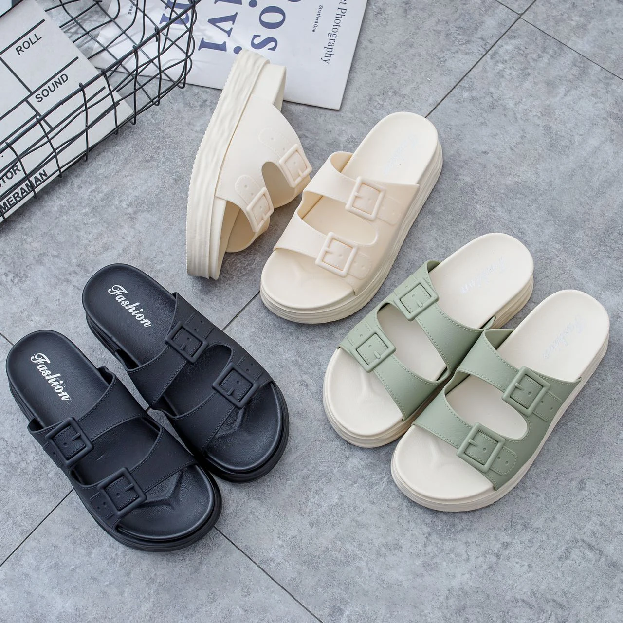 Summer Women's 5cm High-heeled Slippers Thick-soled High Platform Shoes For Outer Wear Fashion INS Style Sandals Outdoor Shoes
