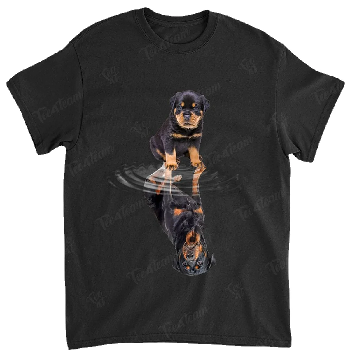 Funny Rottweiler Reflection Dog Lovers Gift Mens T-Shirt. Summer Cotton Short Sleeve O-Neck Unisex T Shirt New S-3XL