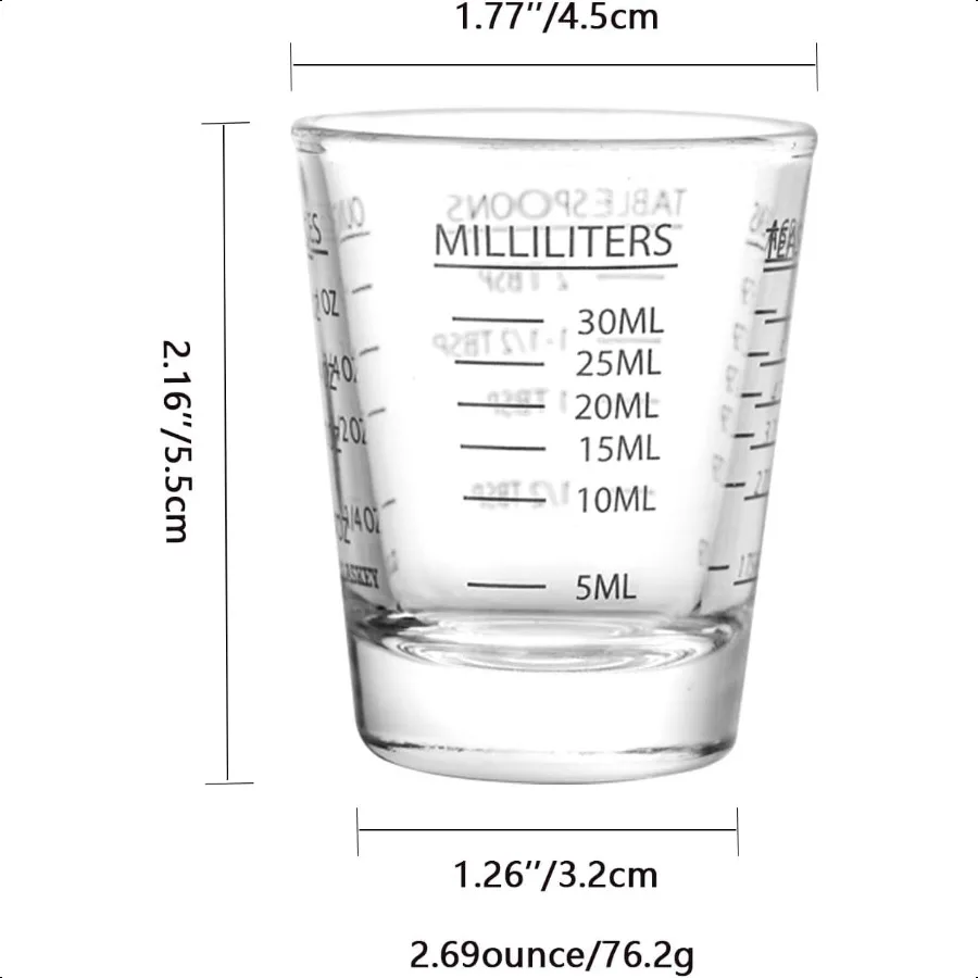 2 حزمة من أكواب قياس كوب إسبرسو مع 4 طرق قياس أونصة ML TSP TBSP قياس آمن لغسالة الأطباق o