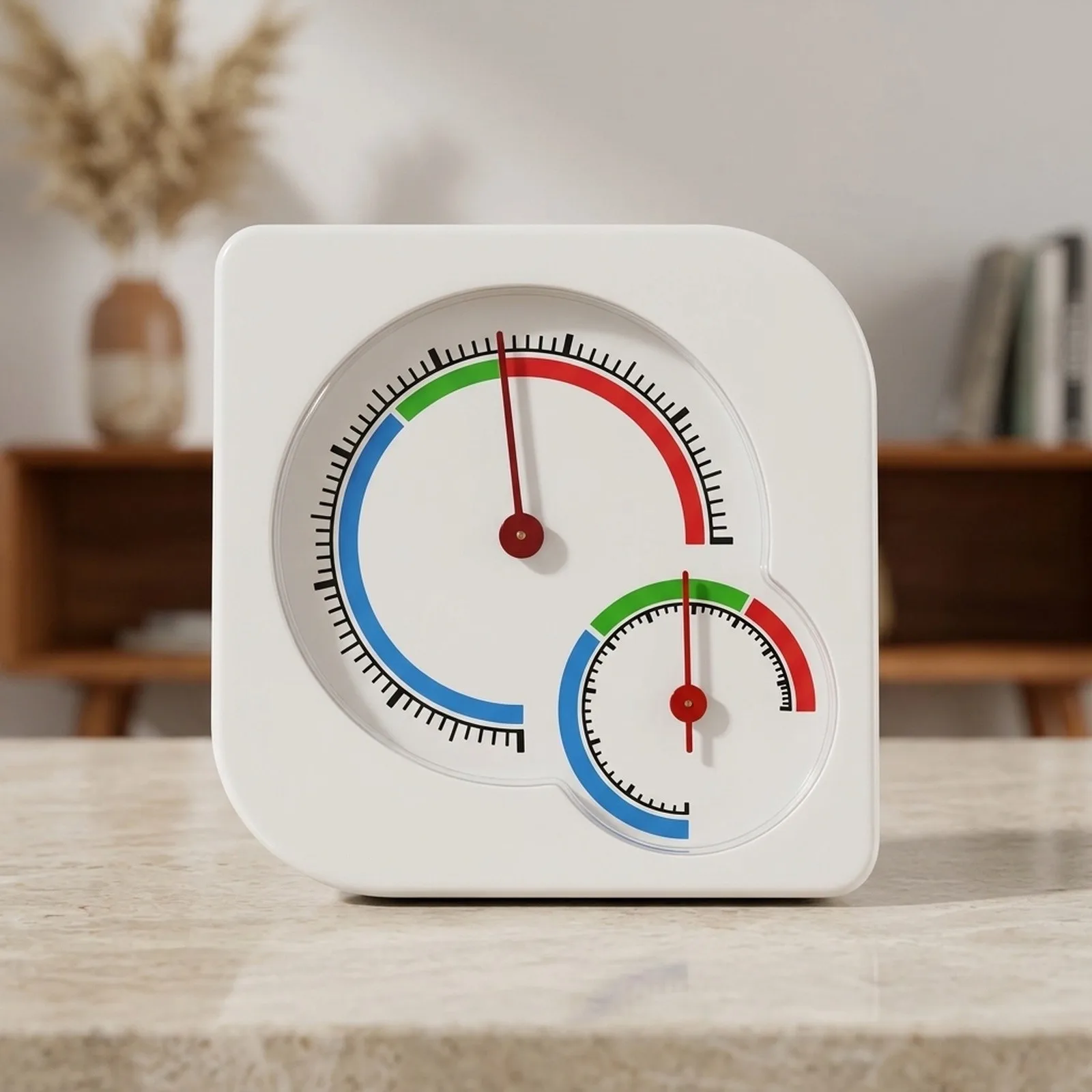 Temperature and Humidity Monitor for Indoor Spaces with Dual Analog Scales for Easy Reading of C and RH Values