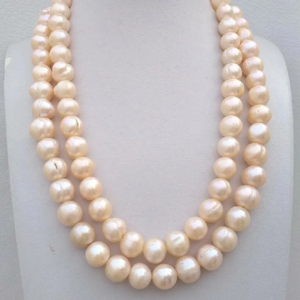 

Ожерелье из 1 рядов жемчуга AAA 11-12 мм, ожерелье из натурального розового жемчуга Южного моря в стиле барокко, 14 карат, пуговицы-16-36 дюймов