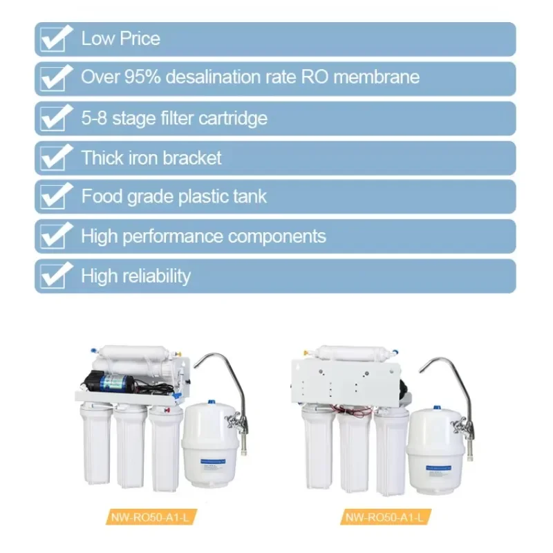 Performance purificateur deau Reverse Osmosis System 5-8 stages RO System With Pump With Manual-flush