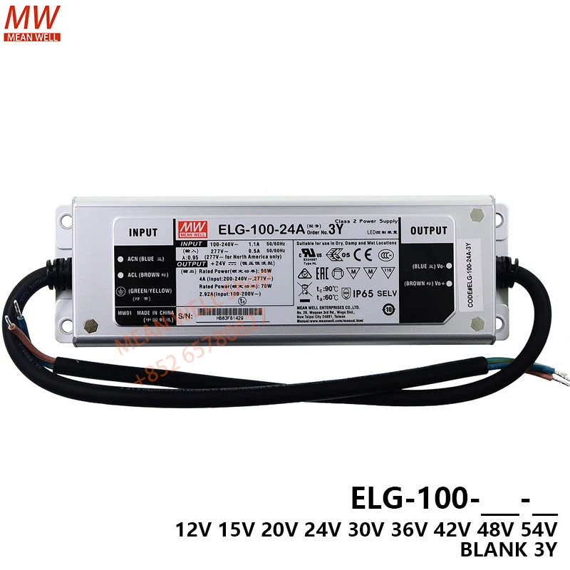 Original MEAN WELL ELG-100 Waterproof LED constant current drive 24/36/42/48/54 Switching power supply A/B/DA ELG-100-42A-3Y