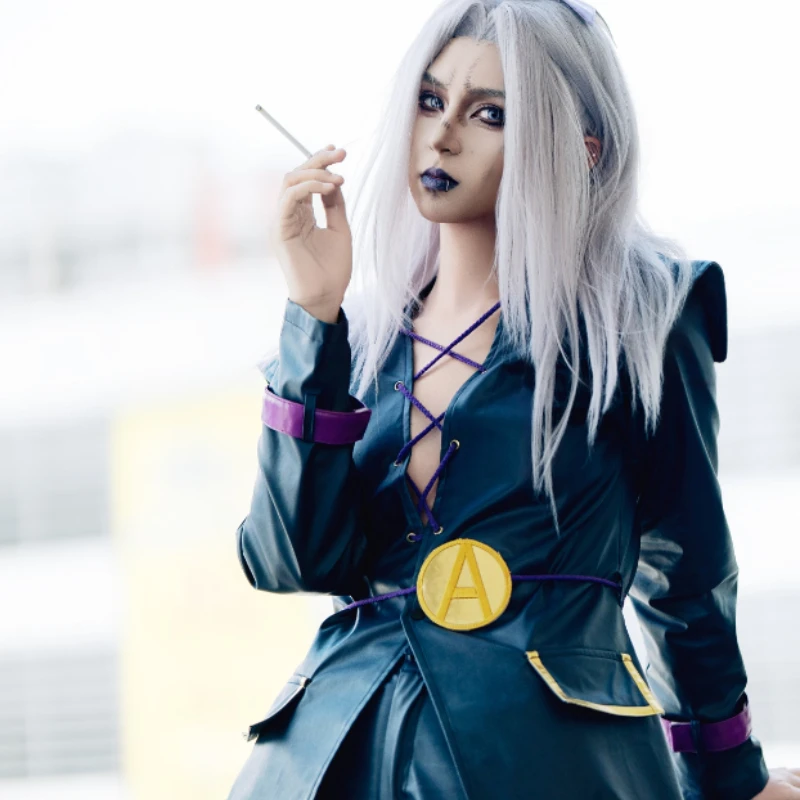 Moody Blues User Abbacchio Cosplay Costume JoJo Part 5 Wool Blend Blazer Leather Suspenders Cufflinks Set For Men Halloween view 5