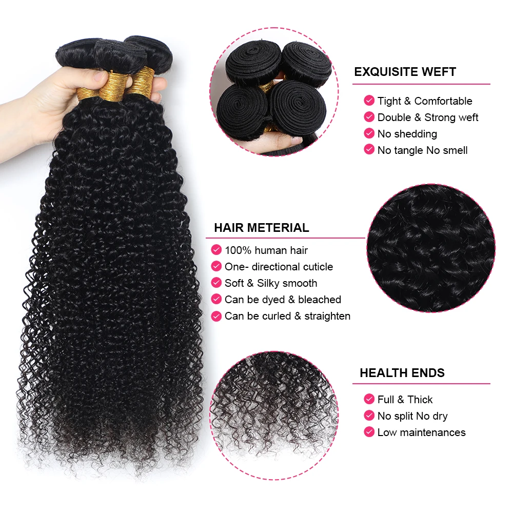 Megeen 30-дюймовые бирманские человеческие волосы для наращивания Реми натуральные черные кудрявые волосы 1/3/4 дюйма