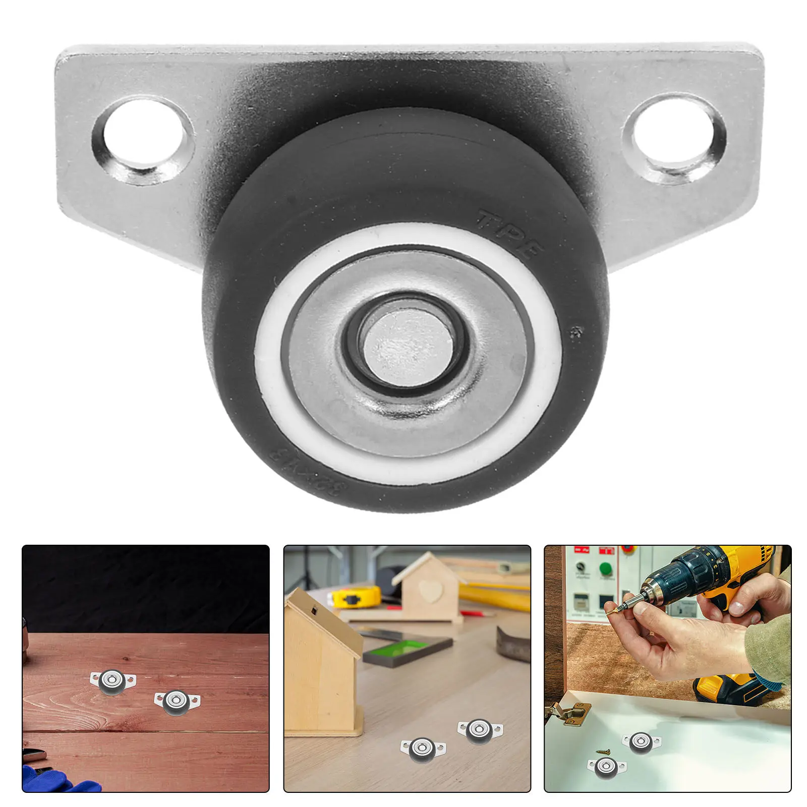 4Sets Side Mount Silent Swivel Casters Tpr Floor Protection Wheels for Wooden Drawers Small Appliances Furniture Trays Mini