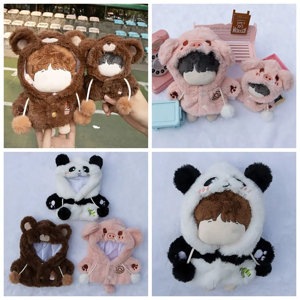

10cm/20cm Doll Overcoat Cartoon Animal Changing Dressing Game Miniature Hairy Outfits Replaceable Panda Bear Piggy