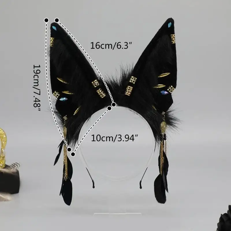 R1WE diadema con orejas bestia peluche, diadema sirvienta Anime, aro para para disfraz adolescentes