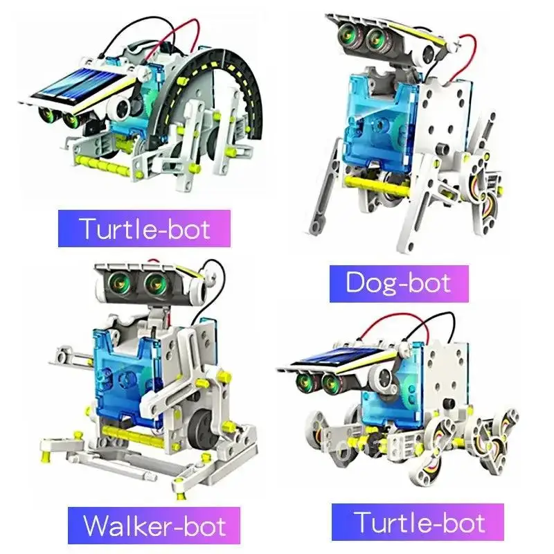 Educational Solar Powered DIY Robot Kit 13-in-1 Science Toys for Gift STEM Boys Ideal Robot Assembly Transformation Children for