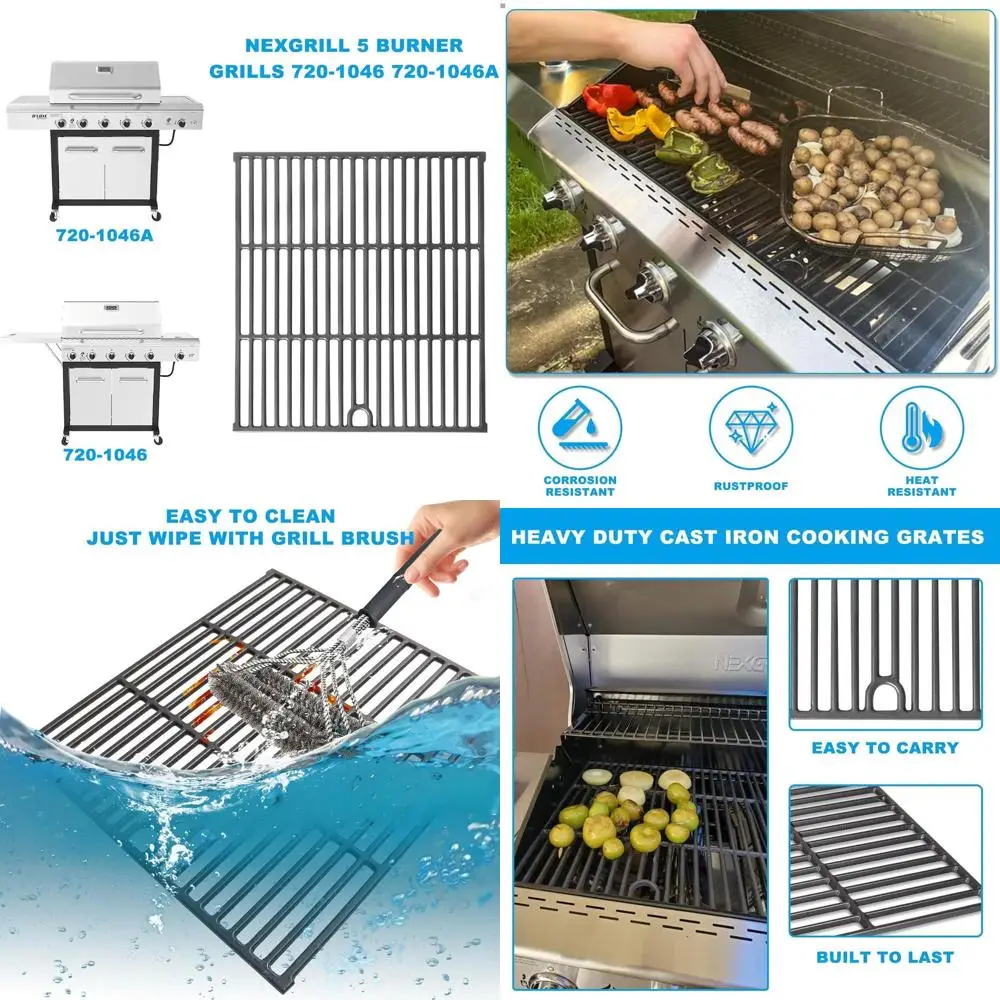 

Сменные чугунные решетки для газового гриля с 5 горелками, комплект из 2 штук для модели 720-1046