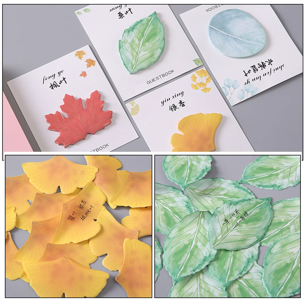 Leaf Multi-function Stickers Self-stick Pads Simple Design Memo Portable Office Notepads Labels