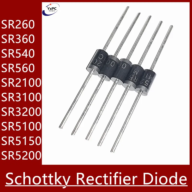 20PCS Schottky Rectifier Diode SR240 SR260 SR360 SR540 SR560 SR2100 SR3100 SR3200 SR5100 SR5150 SR5200 DO-41 DO-27