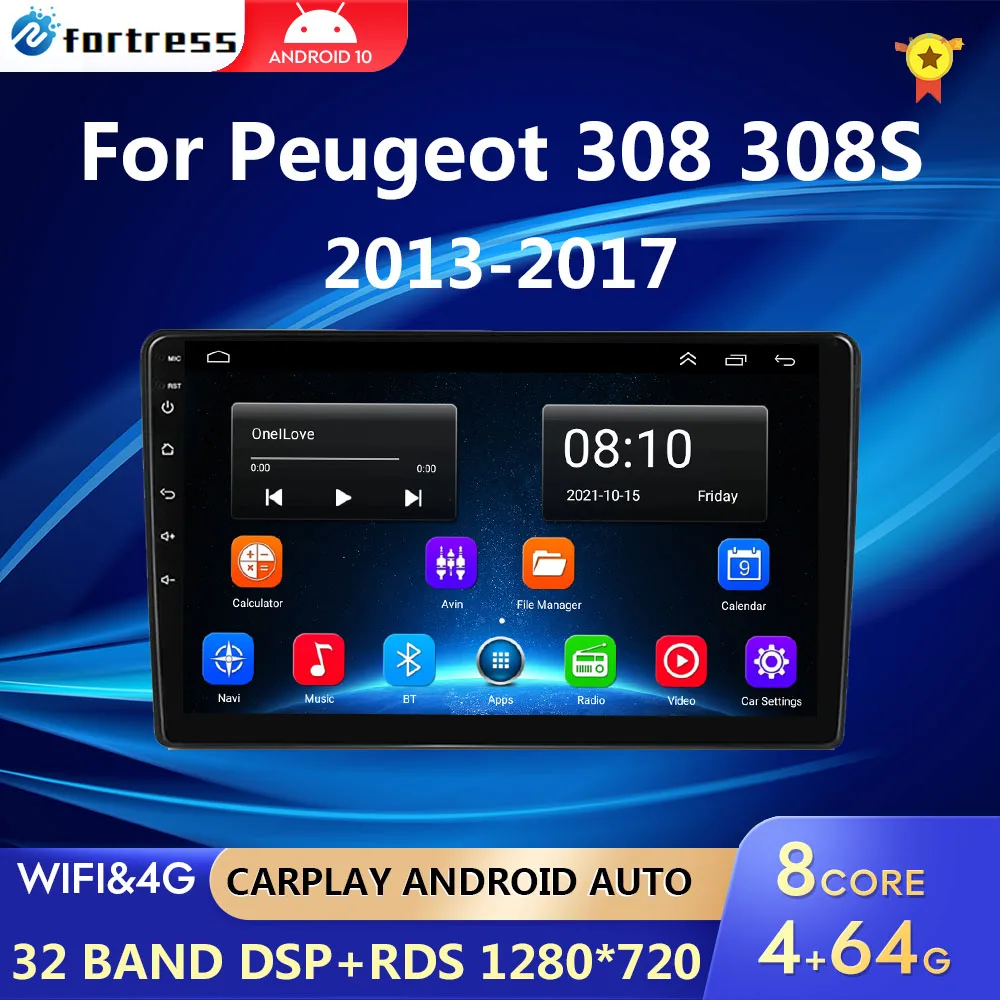 

Android 10 8 Core 9“ IPS Screen Car Radio Stereo Receiver For Peugeot 308 T9 308S 2013 - 2017 Multimedia Player Carplay+Auto