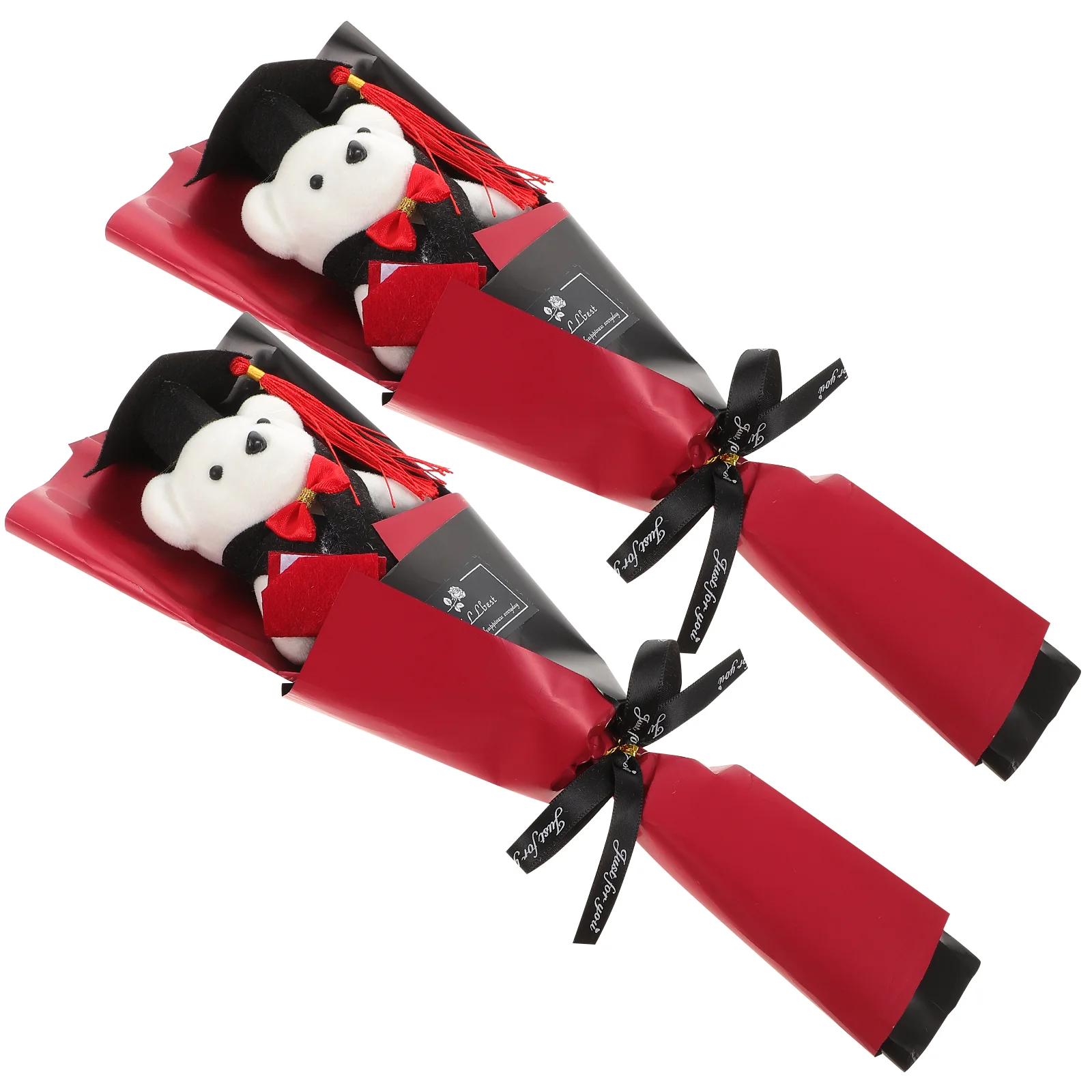 

2 Pcs Dr Bear Gift Graduation Plush Ornament Party Supply Mini Bouquet Cloth Decor