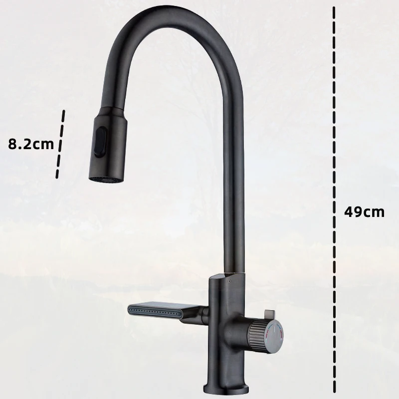 Imagem -06 - Digital Display Kitchen Faucet com Temperature Sensor Pull Out Stream Sprayer Hot e Cold Water Sink Mixer Tap para Kitchen