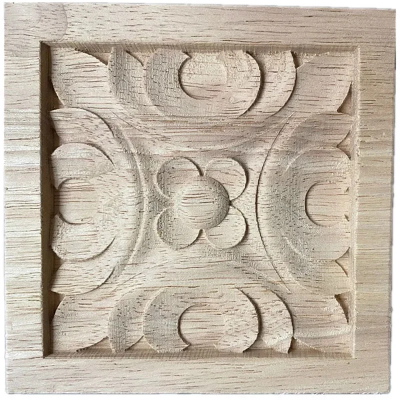 6-12cm Furniture Wood Carving Appliques Vintage Nautical Decor Cabinet Door Solid Decals Flowers Pattern Carved Wooden