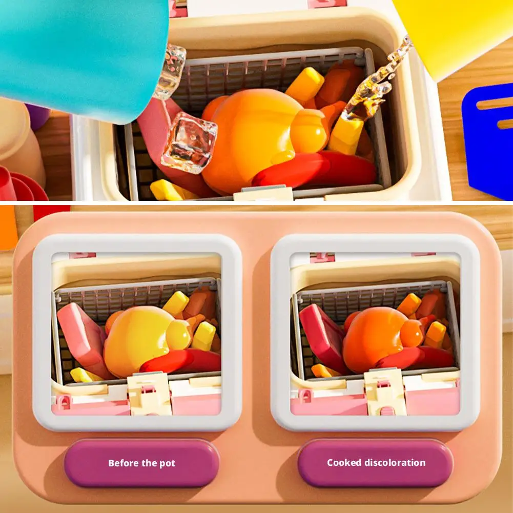 シミュレーションフライヤーごっこ遊びおもちゃ色が変わる子供用調理小型家電キッチンフライヤーロールプレイングおもちゃ