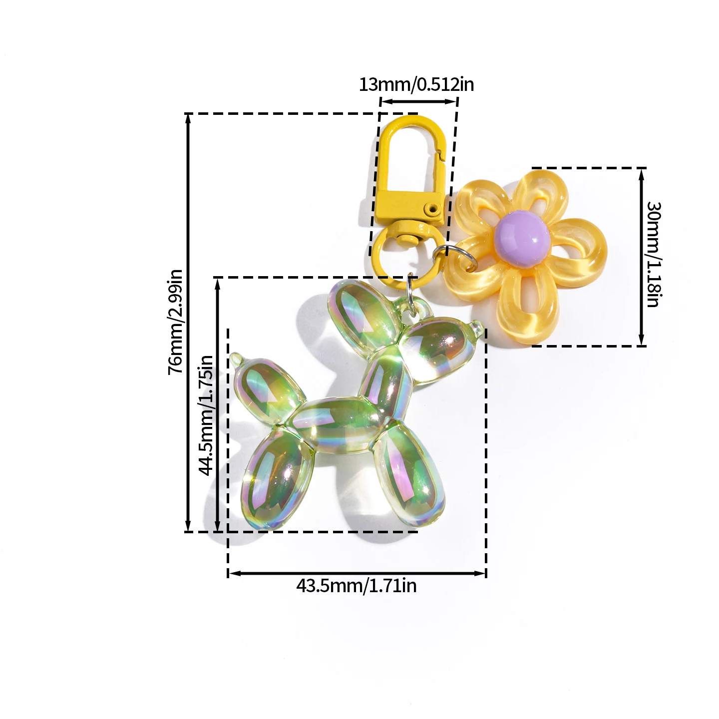 1pc Balloon Dog Luminous Keychain Transparent Candy Colored Balloon Dog Glow At Night Keyring Accessories Bags Pendant Things image 2