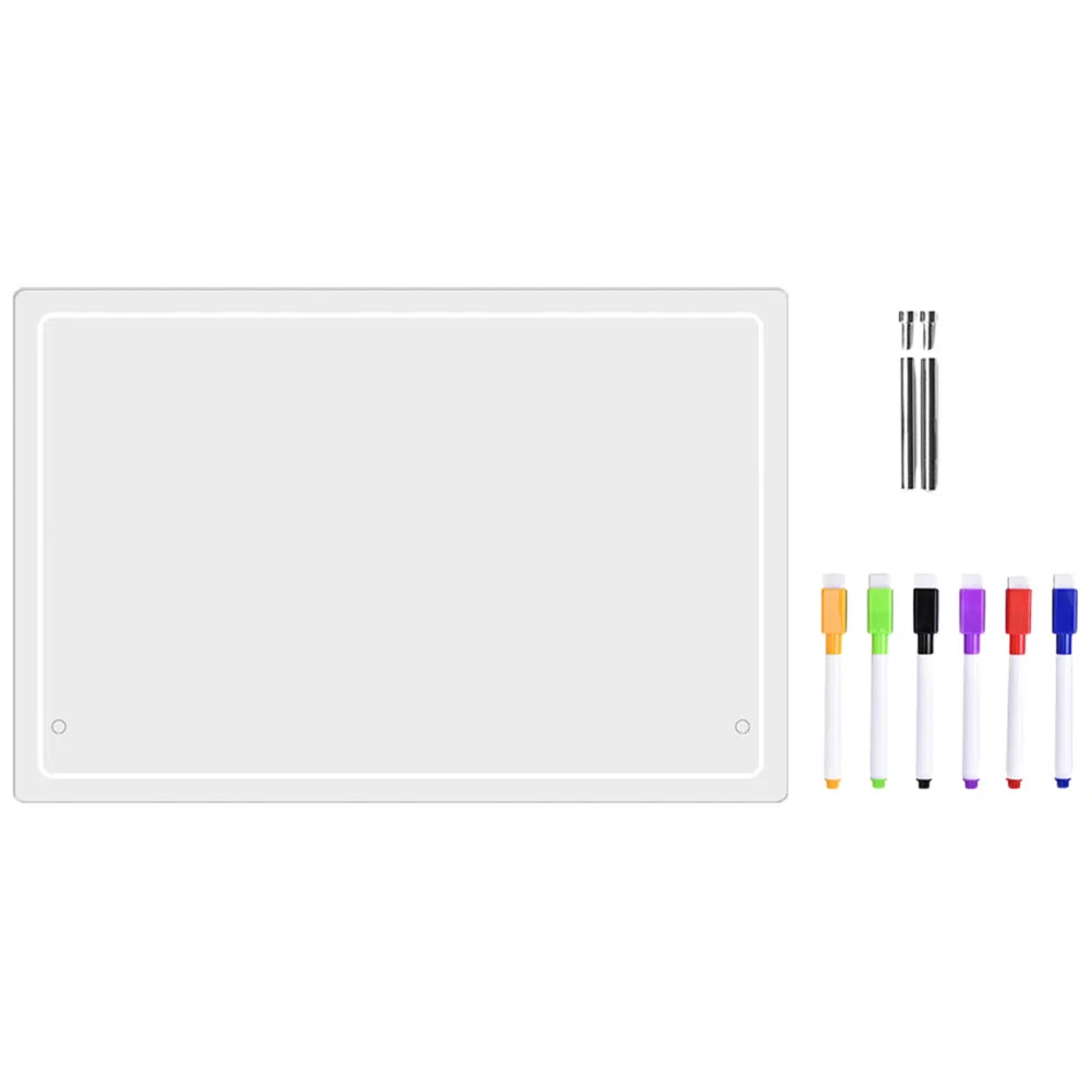 Tableau d'écriture de message transparent, bureau, effaçable à sec avec stylo, bureau, acrylique, licence blanche