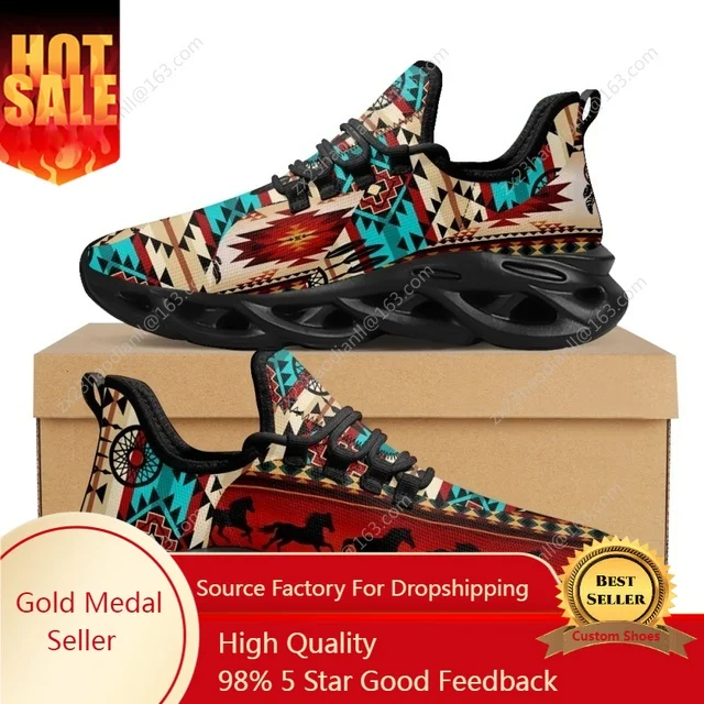 

Sneakers American Ethnic Tribal Aztec Printed Non-slip Outdoor Platform Shoes Fashion Mesh Shock Absorption Vulcanized Shoes New