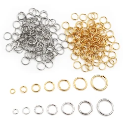 200pcs 3-10mm Stainless Steel Gold Color DIY Jewelry Findings Open Single Loops Jump Rings & Split Ring for jewelry making