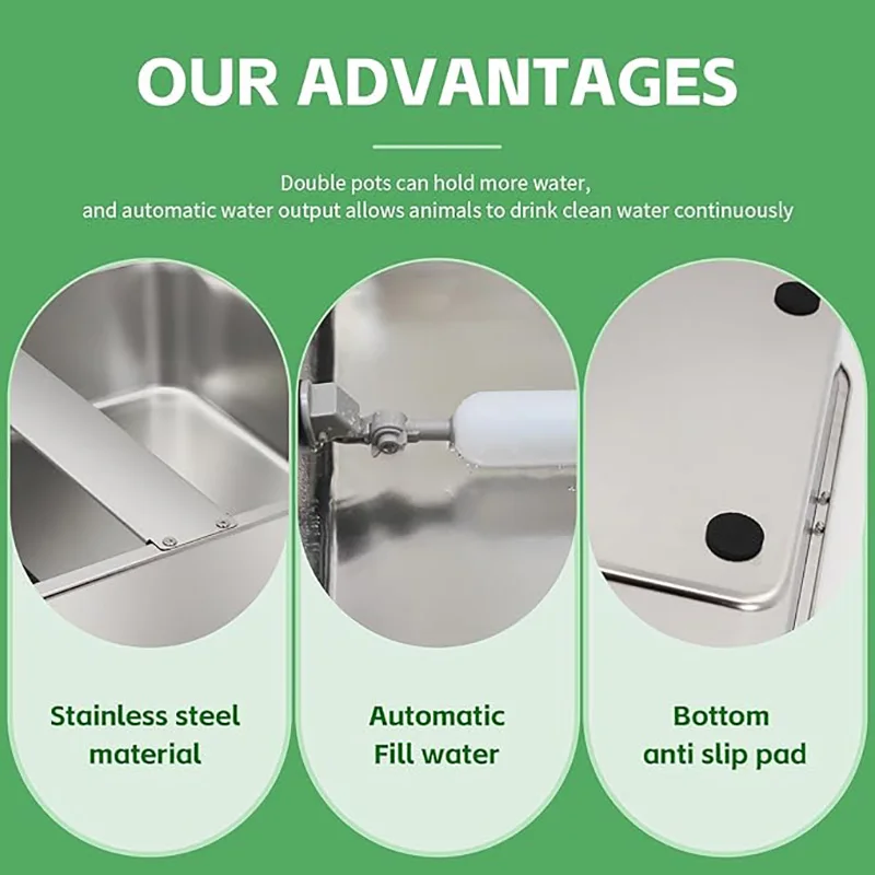 Dog Water Bowl Dispenser Automatic Water Feeder 13.5L Stainless Steel Large Waterer for Pets Water Feeder for Livestock Animals