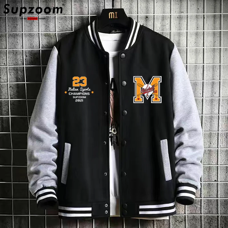 Supzoom – veste de Baseball décontractée à simple boutonnage, haut en coton avec manches côtelées et lettres, Logo à la mode, manteau Cardigan ample