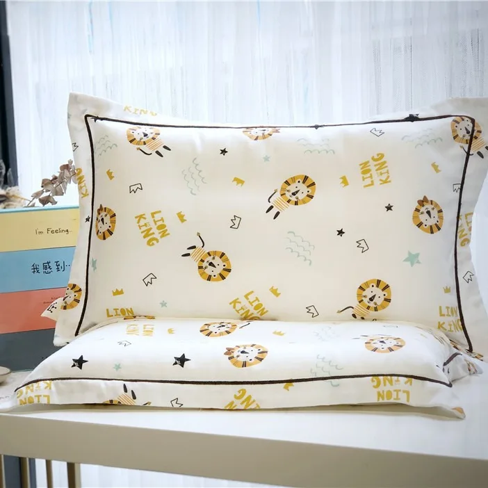 

Cartoon Kids Pillowcase Double Gauze Cotton Cover Breathable Soft Sweat Absorbing Pillow for Toddler Baby Sleeping Bed Decor
