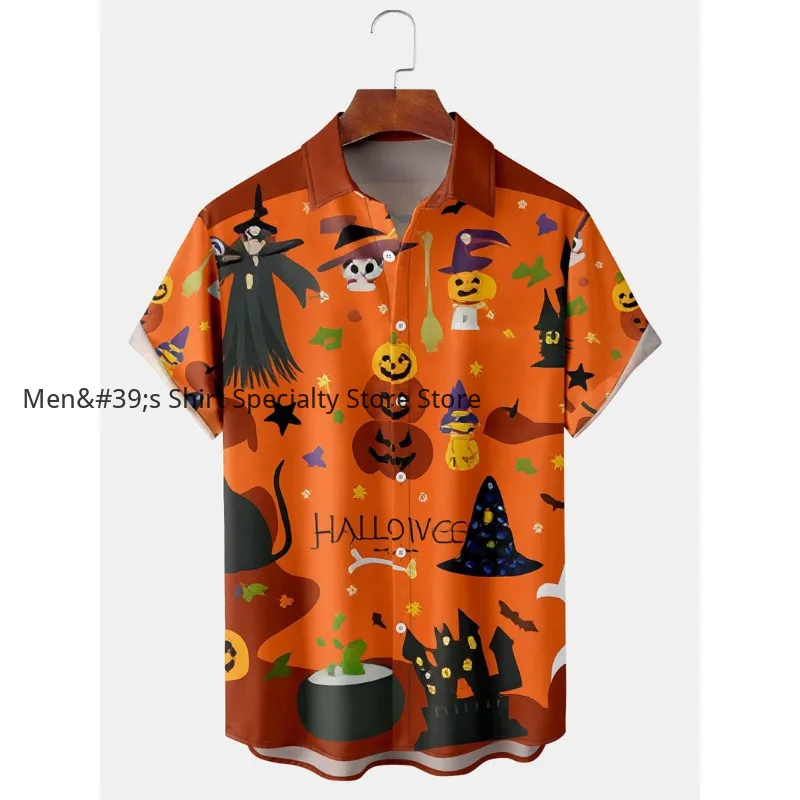 Men's Fashion Halloween Shirt Summer Cute Style Men's Clothing Party 2025 Fashionable