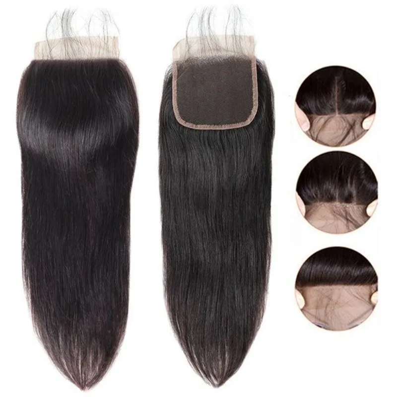 5x5 Lace Closure, glattes Echthaar, natürliche Farbe, vorgezupft, gebleichte Knoten, Haarteil für Frauen, schützender Stil, für den täglichen Gebrauch ﻿ – Detail 5