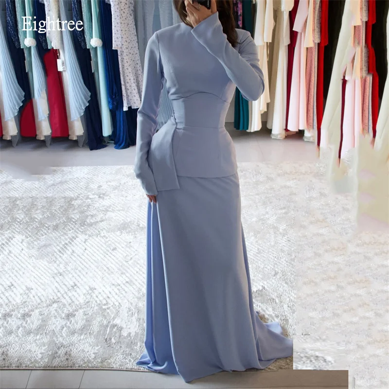 

Eightree Modest O Neck A Line Prom Gowns Full Sleeves Evening Dress Eid Floor Length Party Dresses vestidos de gala Customized