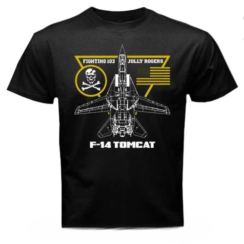 F-14 Tomcat Fighting 103 Jolly Rogers Squadron Aviation Cotton Tshirt Creative Oversized T-shirt Unisex Tops Tees Men's Clothing