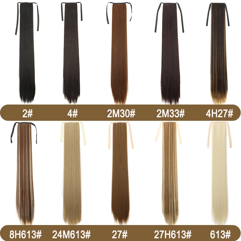 34Inch Synthetic Long Straight Ponytail Drawstring Clip in Hair Extension Heat-Resistant Fiber Hairpiece for Women Daily Use
