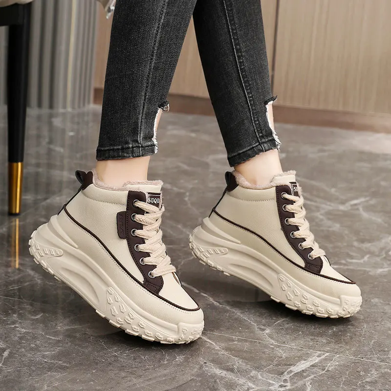 Winter Platform Sneakers Woman Fashion Designer Plus Plush Warm Snow Boot Female Casual Sports Skateboard Shoes Zapatillas Mujer