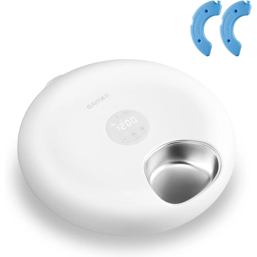 

Automatic Cat Feeder for Wet Food, 6 Meals Cat Food Dispenser with 2 Ice Packs, Programmable Timer, Rechargeable Cordless Auto P