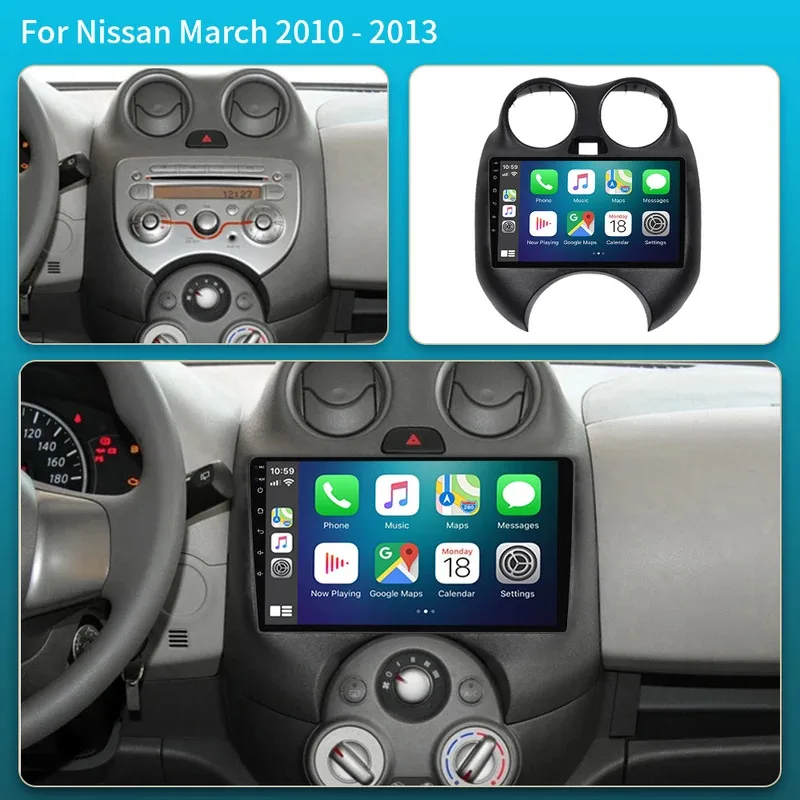 For Nissan March MICRA 2010 2011 2012 2013 Android 16 Car Radio Audio video multimedia Player GPS Navigation 8+128G Carplay Auto