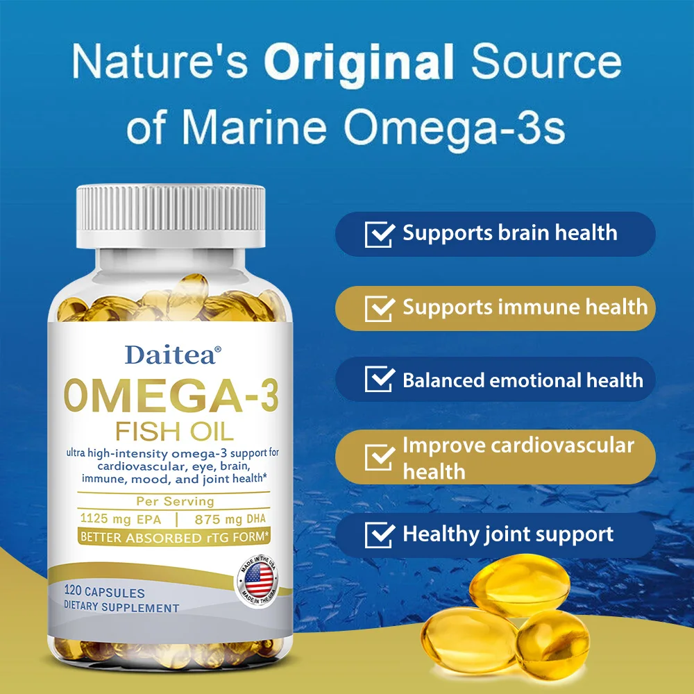 زيت السمك أوميغا 3 مع EPA DHA - يدعم الدماغ والكبد والقلب والمفاصل والمناعة وتحسين النوم والمزاج، 120 كبسولة #2