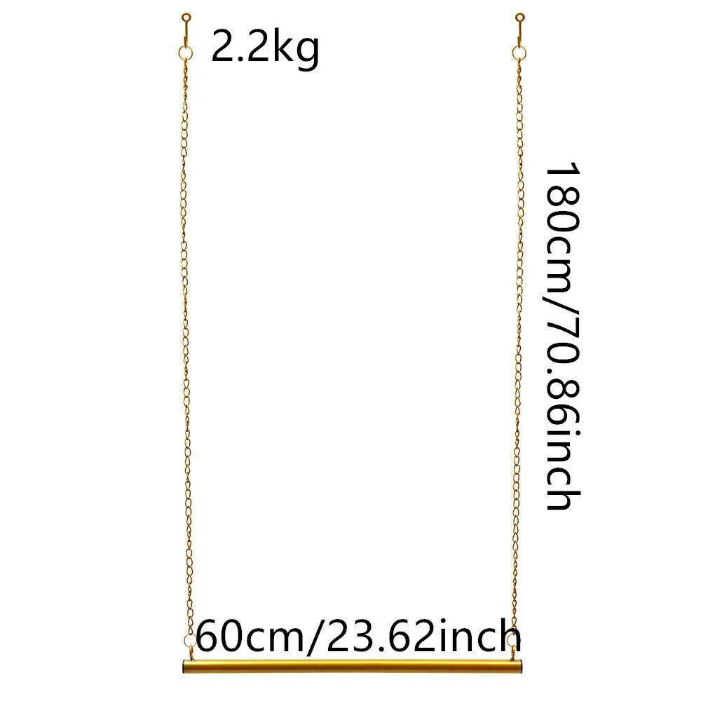 2 Pcs Metal Clothes Rack Laundry Garment Rod Gold Ceiling-mounted Hanging Iron Chain Outfit Holder 4 Hooks