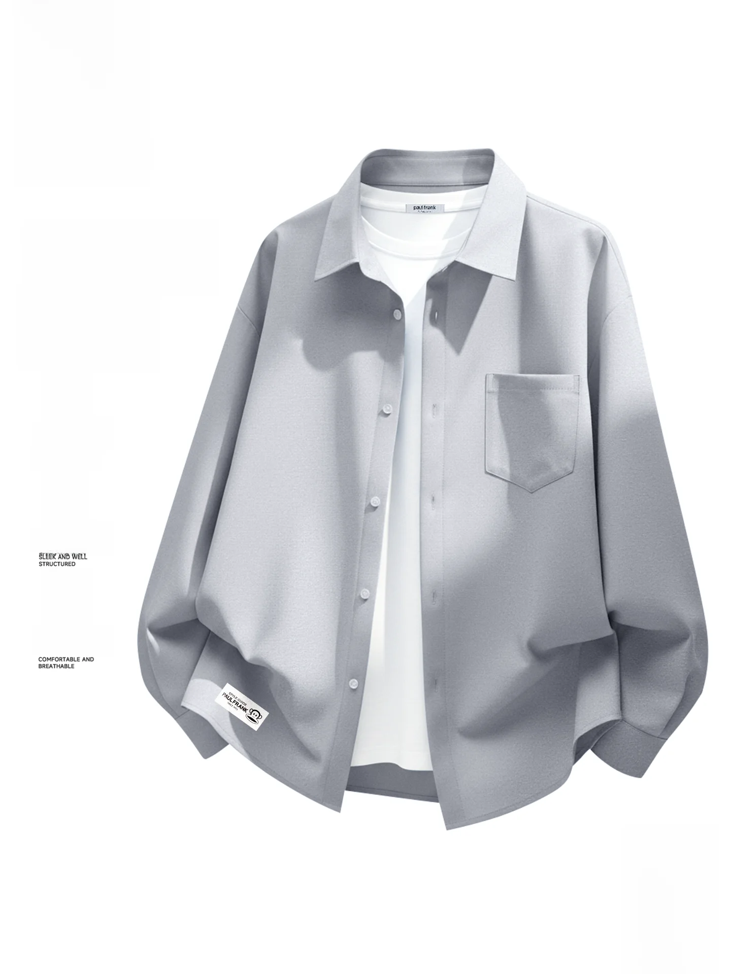 

Long Sve irt Men's Casual Workwear Outerwear Trendy D Big Mouth Monkey American Sle Breathable Cotton Polye...
