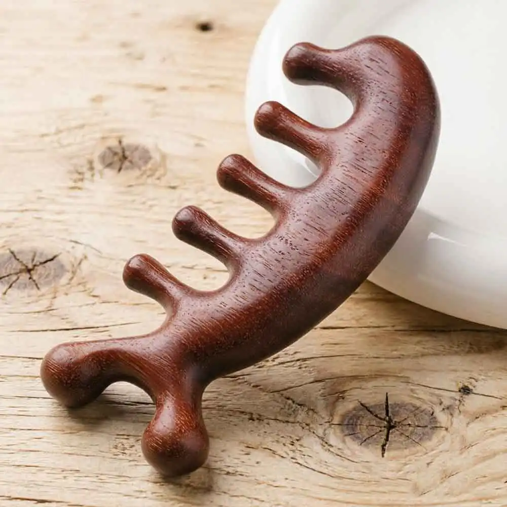 Massager Body Massage Tool Sandalwood Five Scalp Massage Comb Head Massager Tooth Comb Whale Comb Scraping