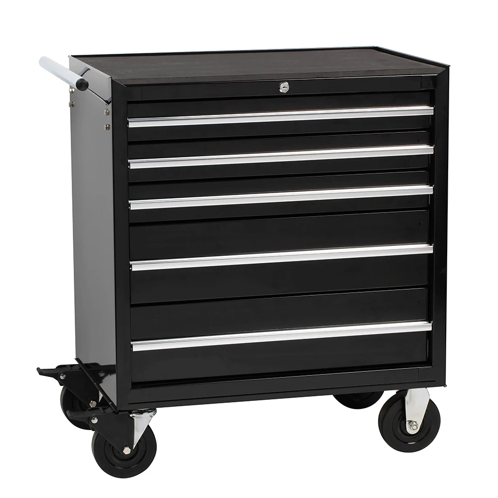 Factory 5-drawer Tool Cabinet with  aluminium drawer pulls, swivel and locking wheels and ball-bearing drawer slides