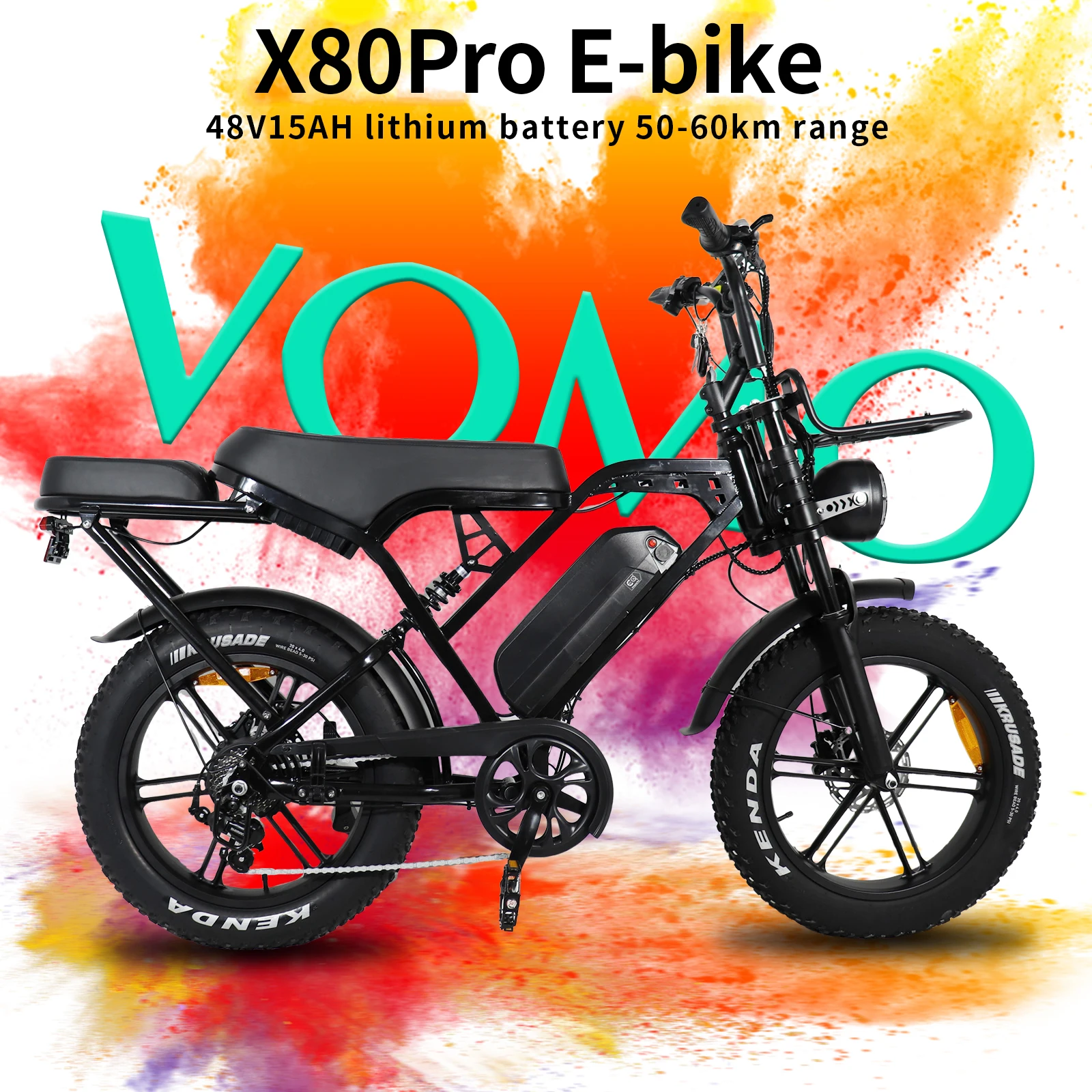 

X80 Pro 1000W E-bike – Off-Road Electric Bicycle with 48V 15Ah Battery, 20-inch Fat Tires, and Hydraulic Brakes