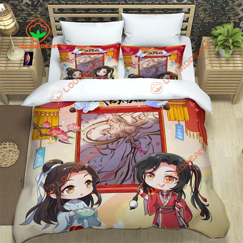 Heaven official’s blessing Duvet Cover Three Piece BL Anime Bedding Set  Double Bed Popular Comics single bed pillowcase