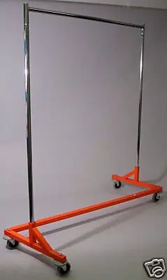 DFW Z-Rack Orange Base Rolling Garment Rack with Extra Hangrail, Customized