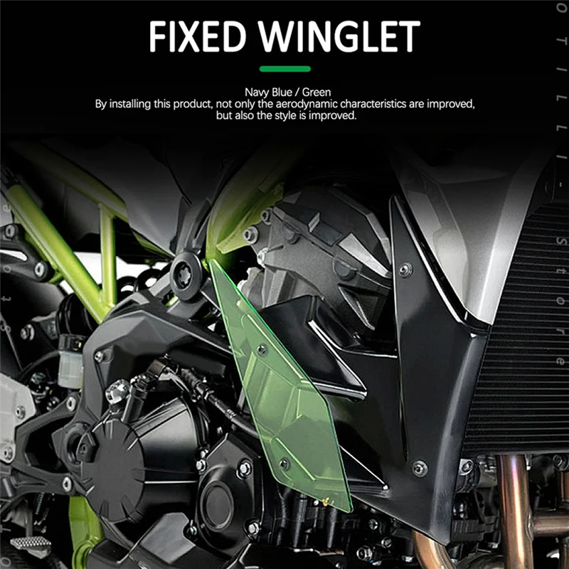 Motorcycle Side Downforce Spoilers Winglet Fixed Wing Fairing Wing For Kawasaki Z 900 Z900 2020-2025+-L94A
