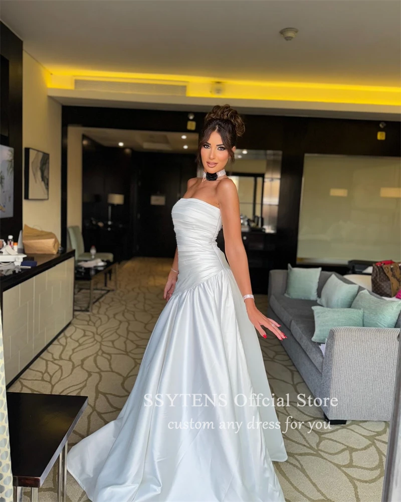 SSYTENS Saudi Wedding Dresses for Bride Strapless Women Customize To Measures Sweep Train Bridal Gowns Charming Robe De Mariee