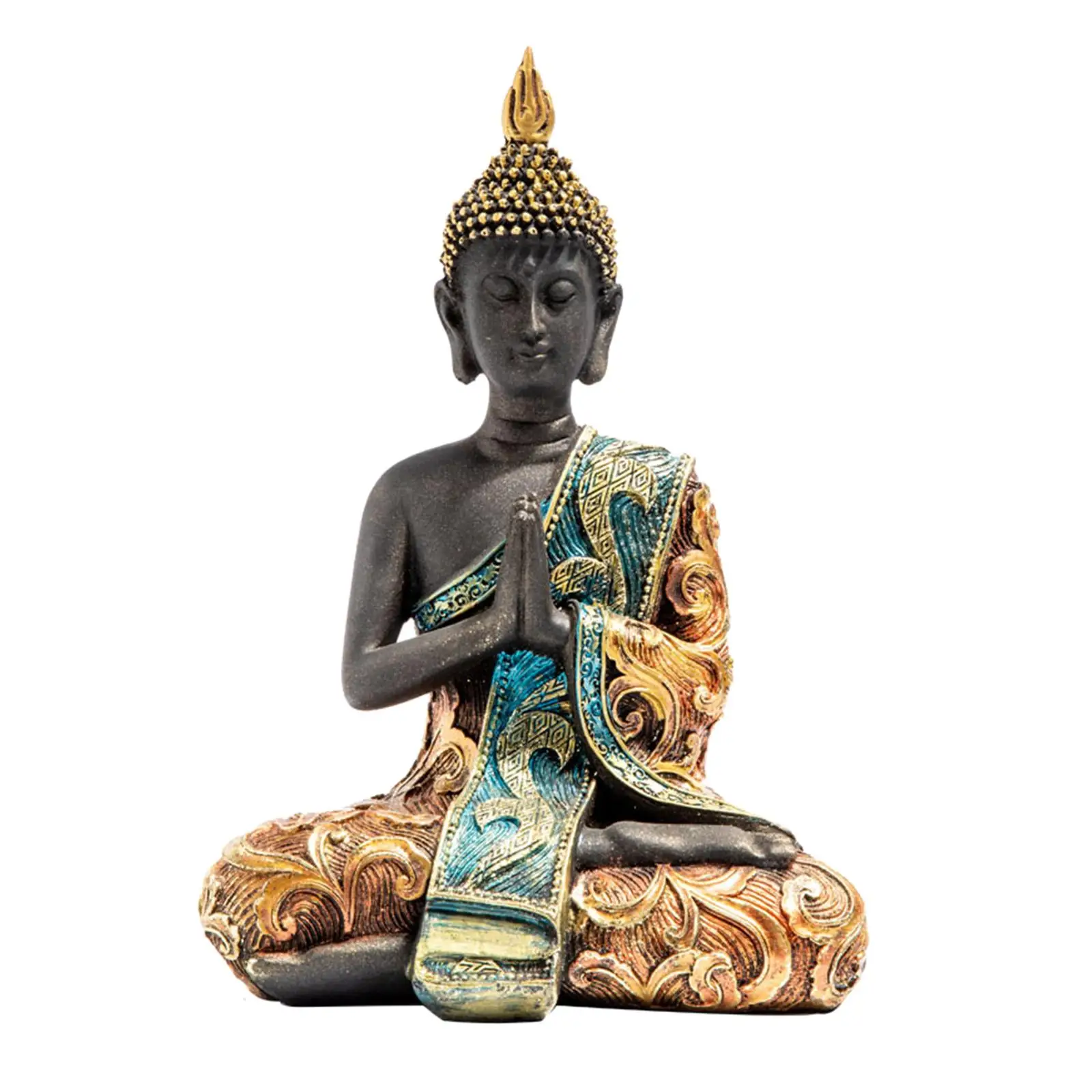 Resin Buddha Meditation Statue Antique Collectible Zen Desk Decor for Housewarming Gift