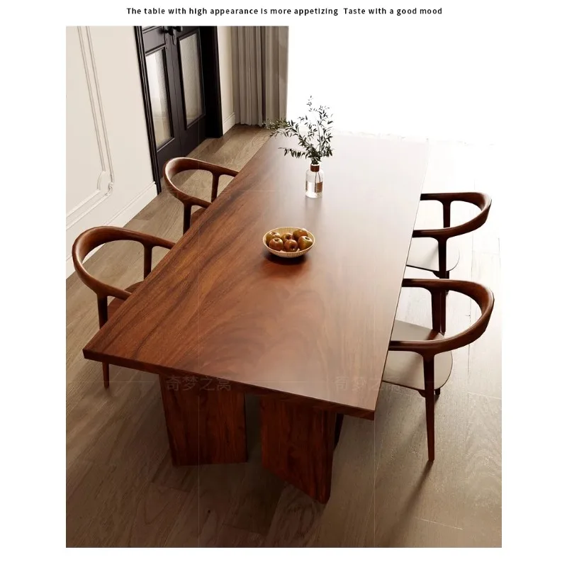 Nordic simple solid wood dining table retro tea conference wabi sandy wind log design workbench long negotiati