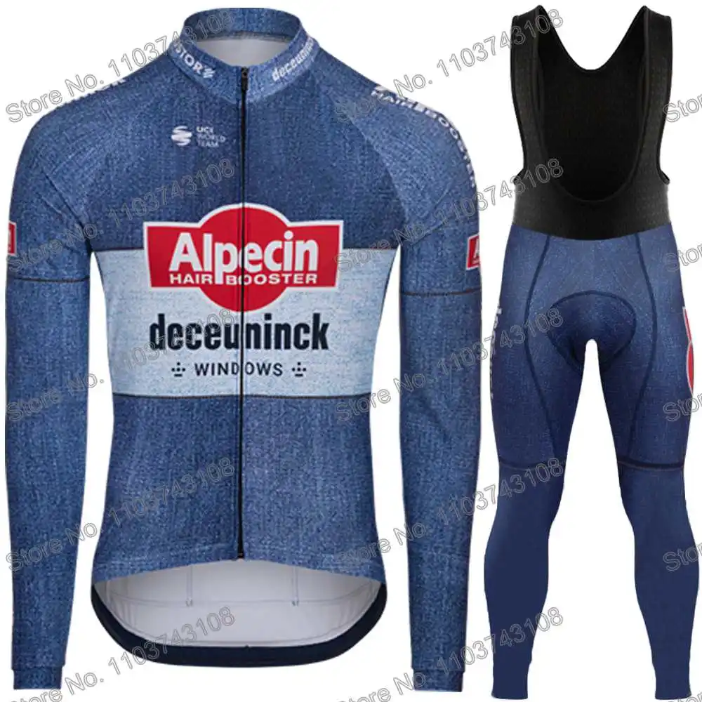 Alpecin Deceuninck 2024 Cycling Clothing Winter Cycling Jersey Men's Set Autumn Road Bike Shirt Suit MTB Bicycle Thermal Jacket